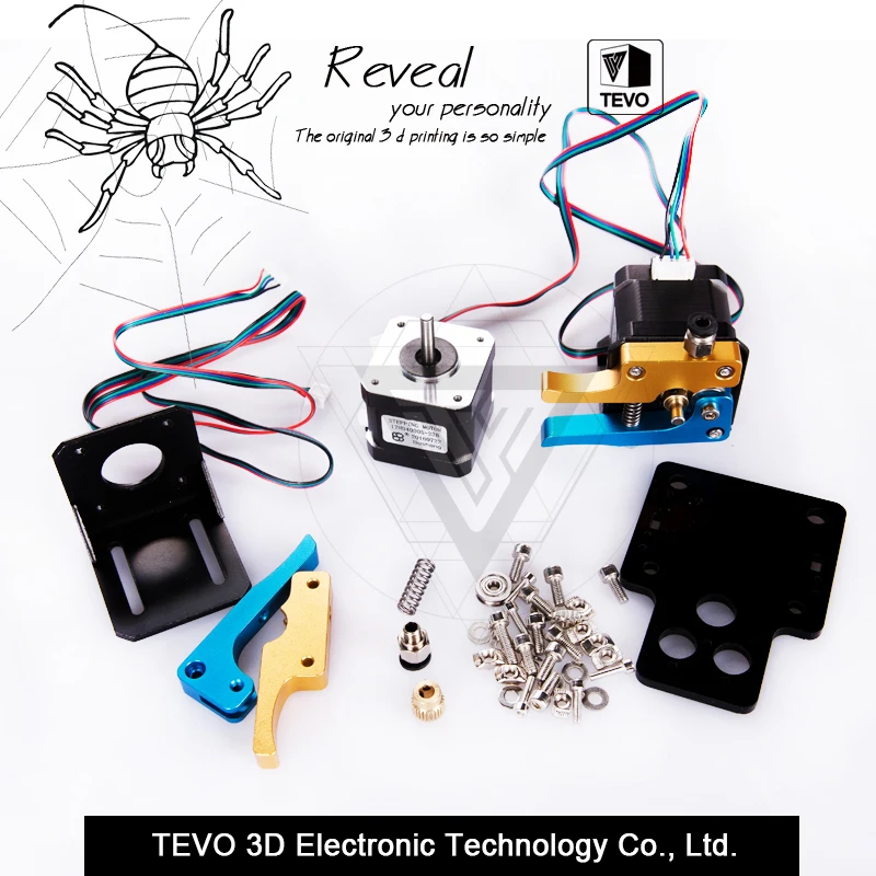  3D Printer part TEVO Tarantula Dual Extruder Upgrade Fully Kits Dual Extruder& 3010 12V cooling fan  with two Nema 17 step motor 