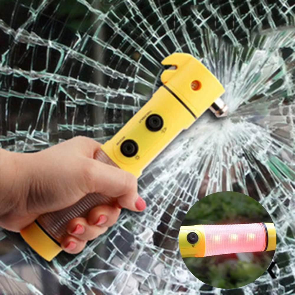 4 in 1 Multifunctional Car Safety Hammer Auto Emergency Escape Tool with LED Flash light