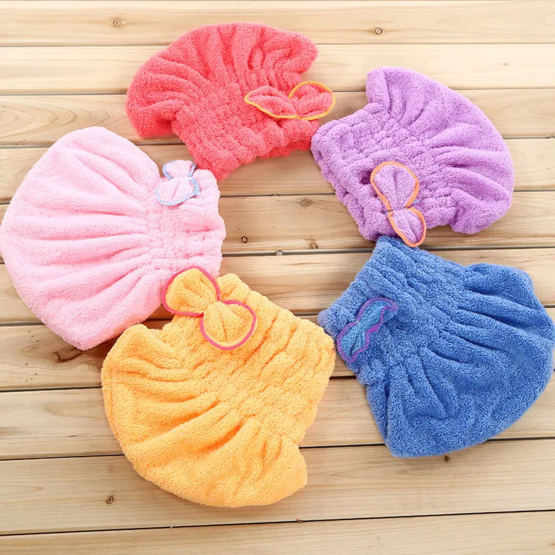 

Womens Girls Ladies Magic Quick Dry Bath Hair Drying Towel Head Wrap Hat Makeup Cosmetics Cap Home Bathing Accessories Tools