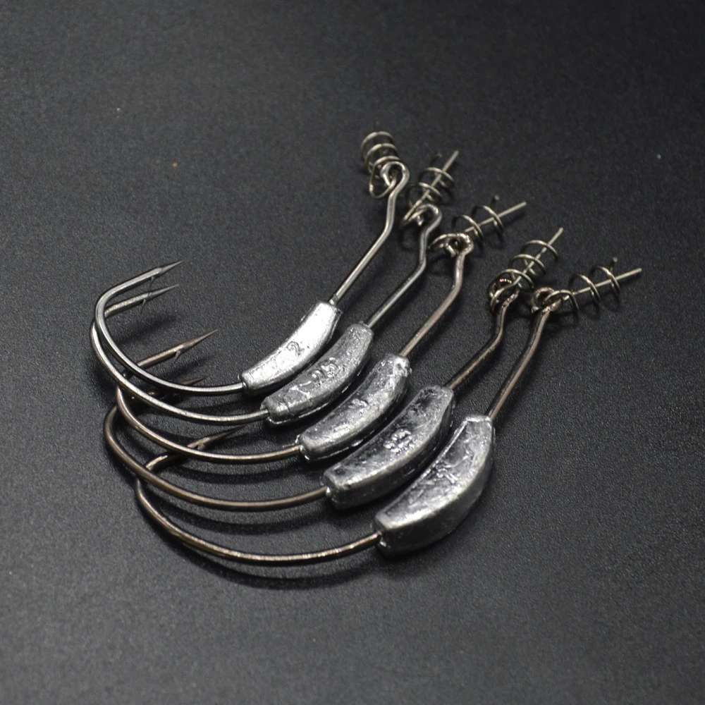 

WLDSLURE Fishing Hook 5pcs/lot Lead Hook 2g/2.5g/3g/5.25g/7g Offset Fishing Hook For Jigging soft bait Hook