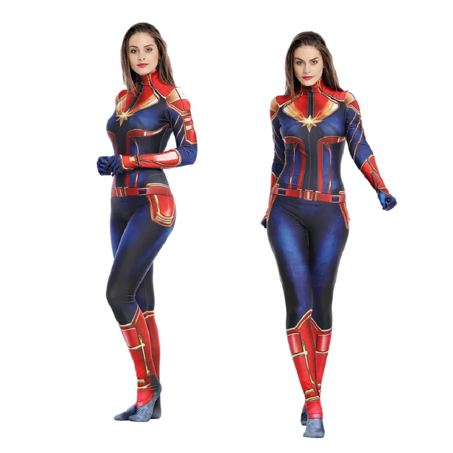 

New 3D Captain Marvel Women Girls Movie Version Carol Danvers Cosplay anime Costume Zentai Superhero Bodysuit Overalls Suit