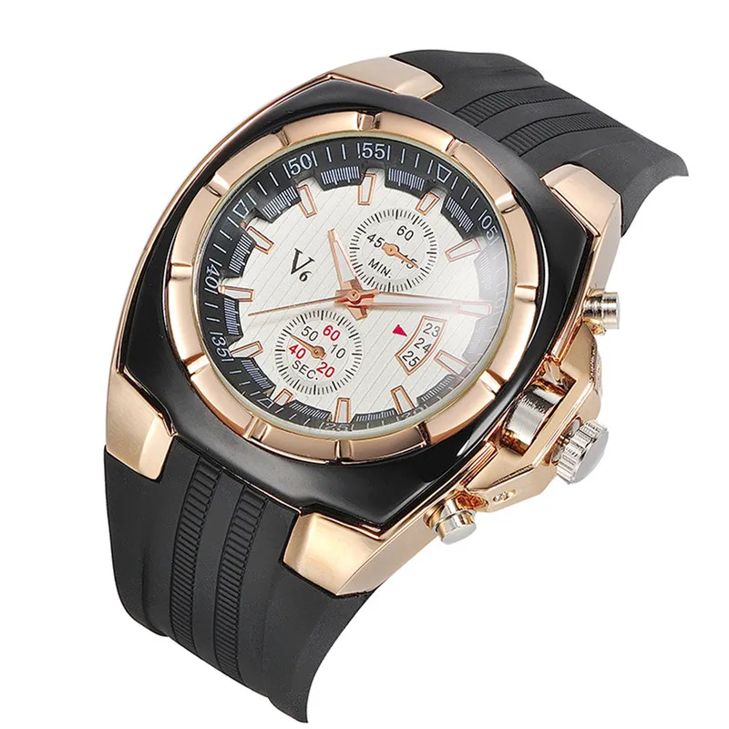 

V6 Men Sports Silicone Watch Male Quartz-Watch Analog Casual Fashion Military WristWatch Relogio Masculino erkek kol saati