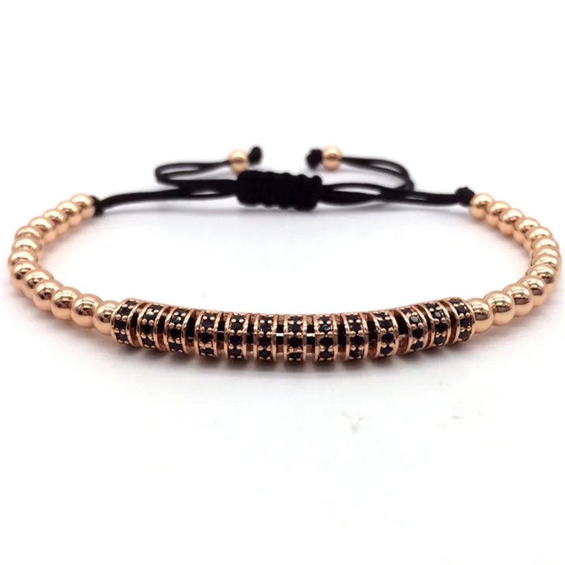 NAIQUBE Hot Brand New Trendy Braided Bracelets& Bangles CZ Long Tubes&4MM Copper Beads Macrame Jewelry For Men - Окраска металла: 7