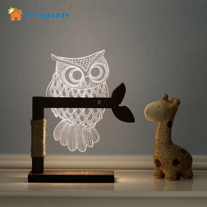 

SOLLED Night Light 3D Lamp Owl Shape 3D Lights Children's nightlight Visual Led Night Lights Illusion Mood Lamp US/EU Plug