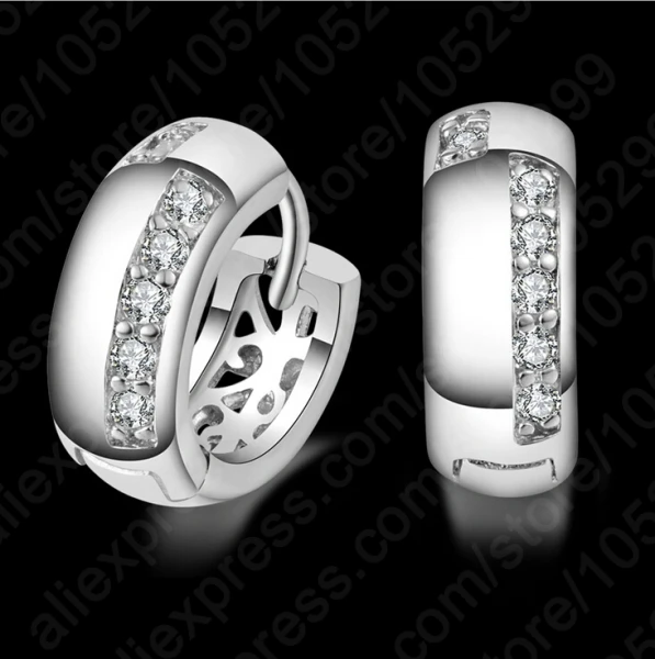 

New Arrival 925 Sterling Silver Vintage Style Earrings Cubic Zircon CZ Crystal Women Hoop Earrings
