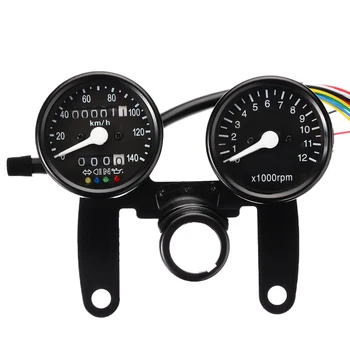 

Mayitr 1PC Motorcycle Retro Odometer 0-13000RPM Tachometer 0-10km/h Speedometer 12V Gauge With Black Bracket For Moto Off-road