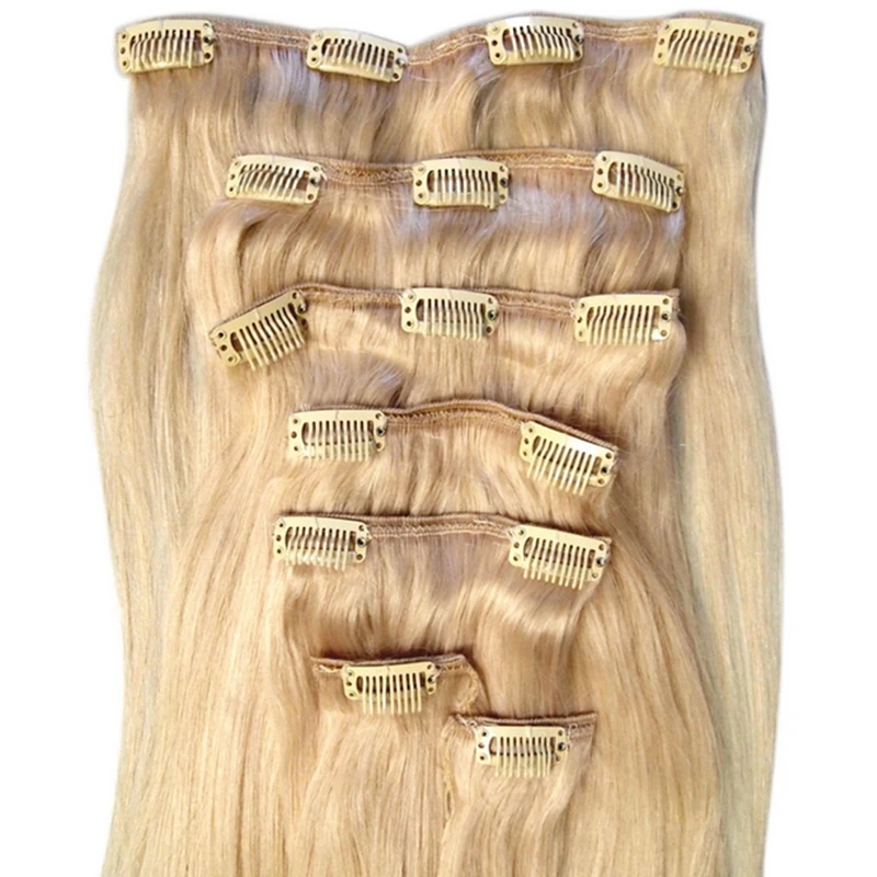

Factory hot sale clips in hair cheap 100% real brazilian remy hair 120g/set for full head