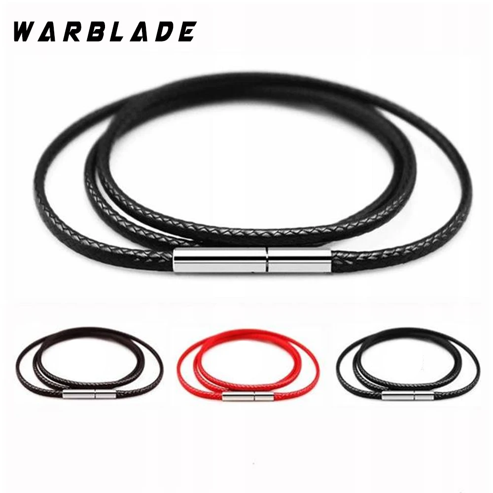 

1mm 1.5mm 2mm 3mm Black Necklace Cord Leather Cord Wax Rope Chain With Stainless Steel Clasp For Men Women DIY Necklace Making