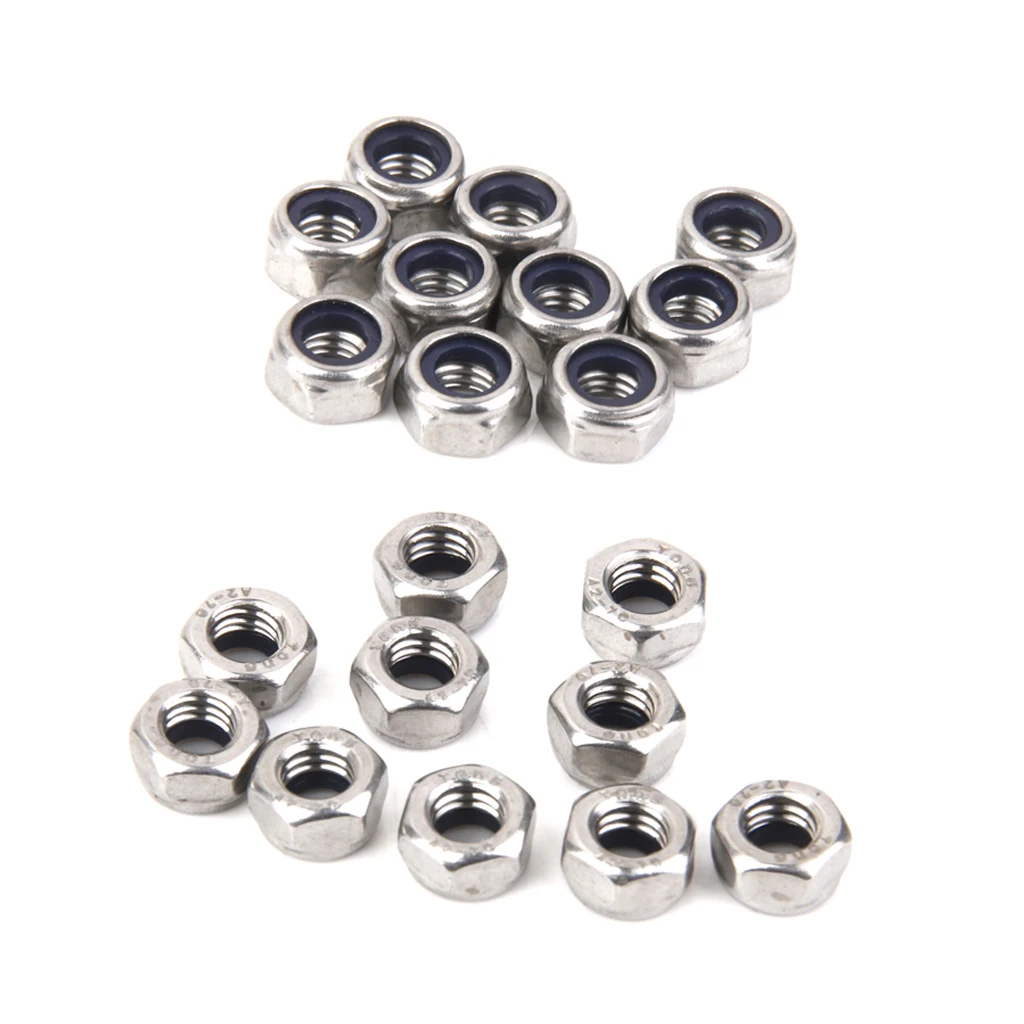 20x M5&M6 Stainless Steel A2 Nylon Collar Insert Self-lock Nuts Bolts Screws