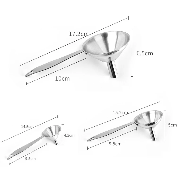 

​ 3in1 Mini Stainless Steel Funnel Small Metal Portable Funnels Home Kitchen Accessory Tools