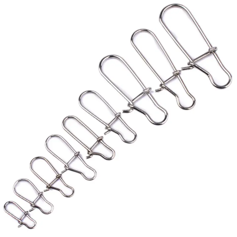100Pcs/Bag Lures Paperclip Fastlock Fishing Barrel Swivel Safety Snap