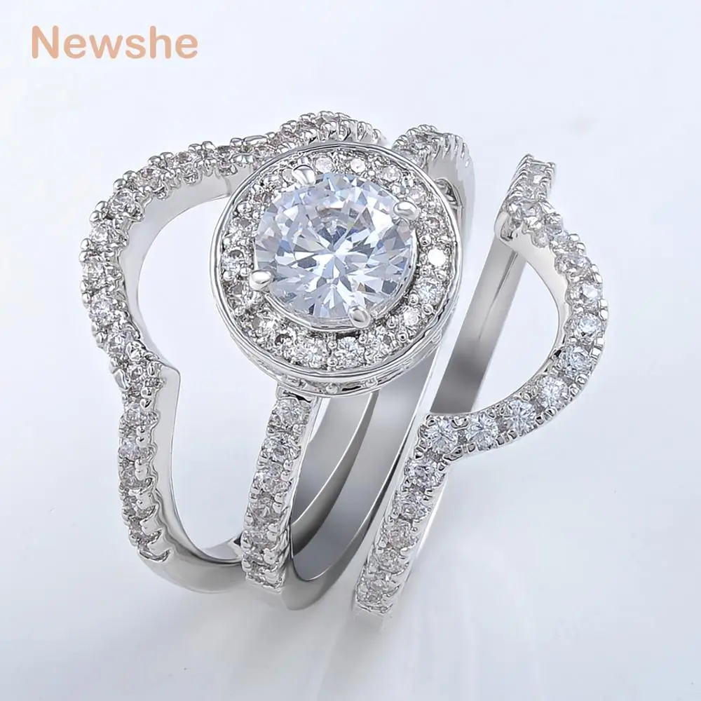 Newshe 2 Carats Rhodium Plated Triple 