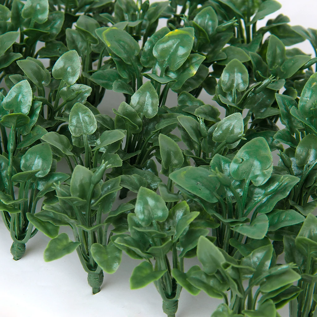 50pcs Plastic Railway Landscape Model Ground Cover Grass with Heart-Shaped Leaves Scenery Layout Accessory