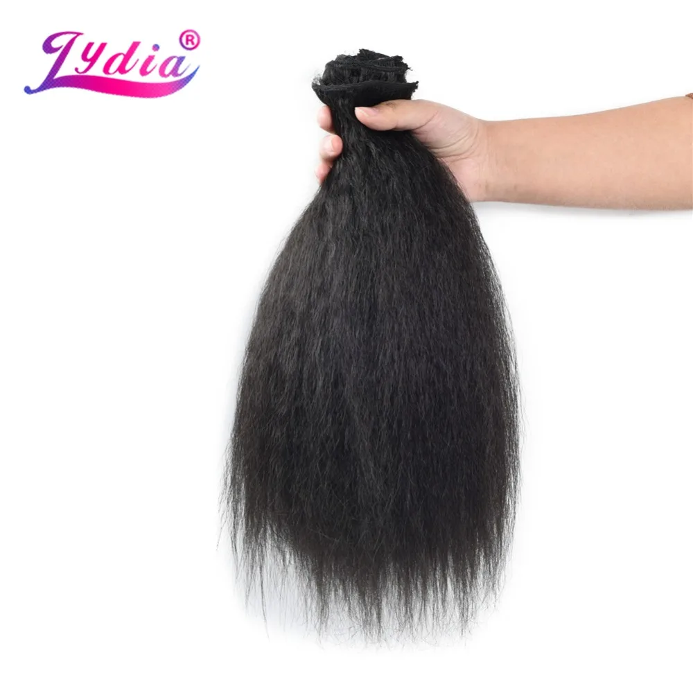 Lydia 8Pcs/set 18 Clips In Hair Hairpieces 16-20 Inch Kinky Straight Long Synthetic Heat Resistant Hair Extensions Bundles