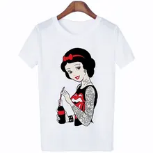 Ropa de mujer 2020 Tumblr camiseta mujer Harajuku tatuaje Blancanieves princesa estampado de moda Hipster Vintage camiseta mujer Ulzzang