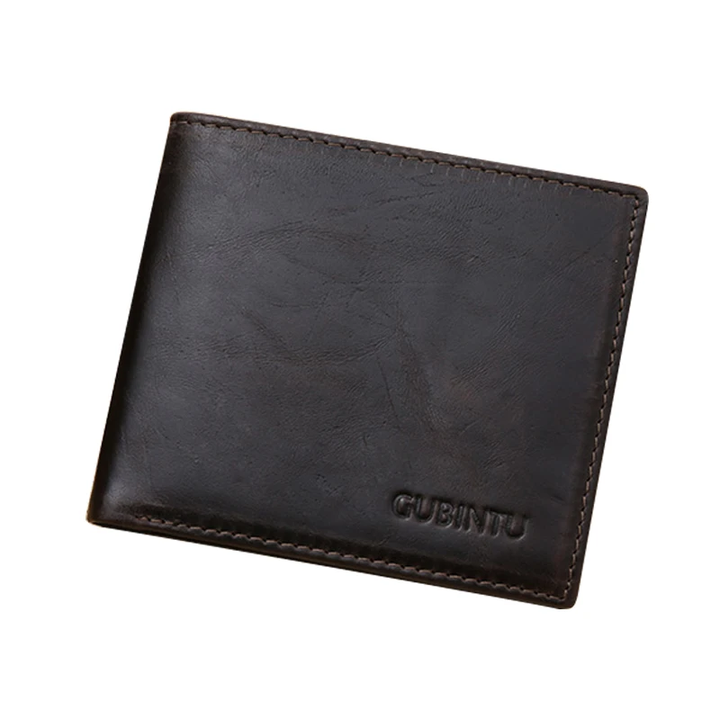 Genuine Leather Men Wallet with Photo Holder and ID Holder RFID