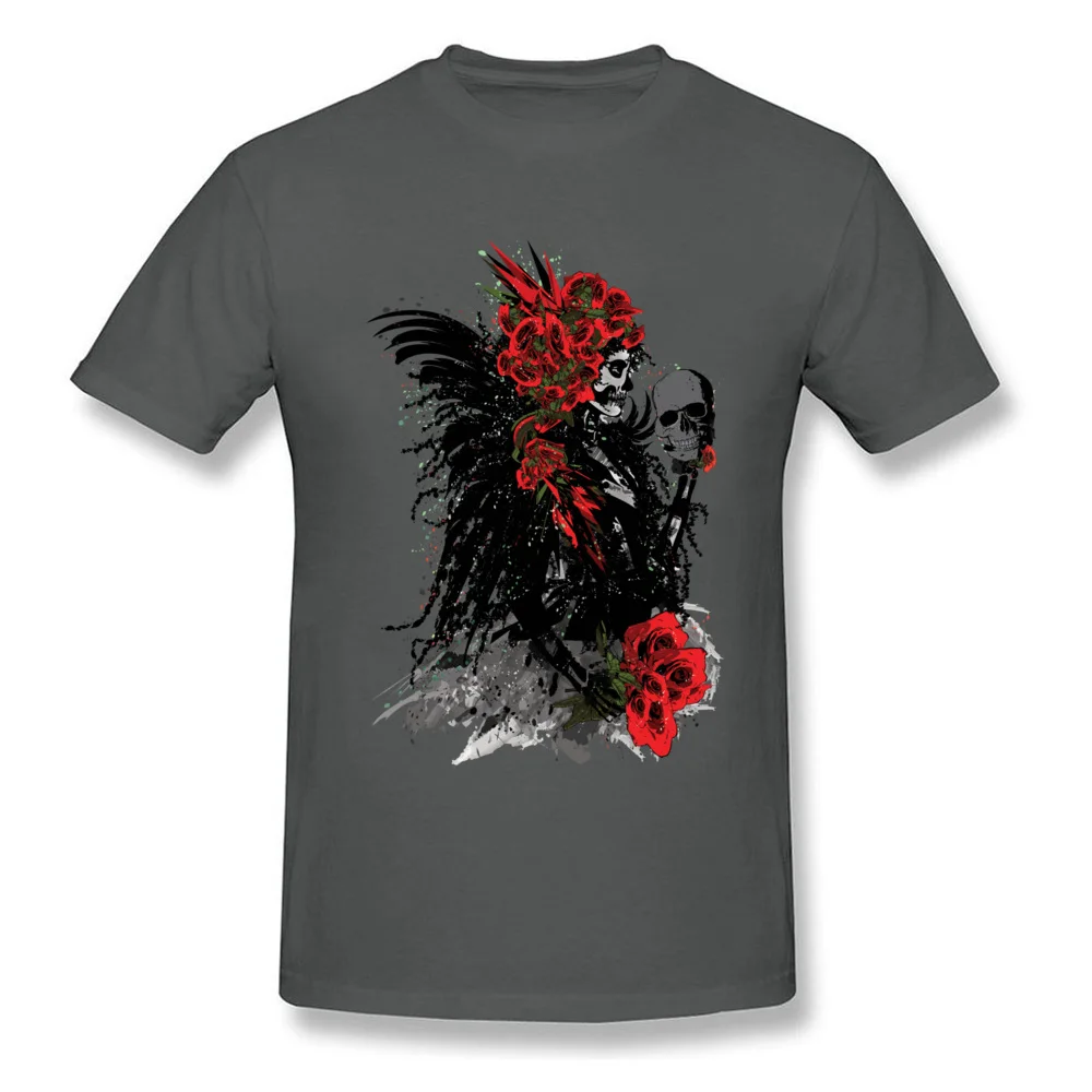 Design Plain Men's T-shirts Round Neck Short Sleeve Pure Cotton Tops T Shirt Crazy Tshirts Drop Shipping sugar skull woman with red roses carbon