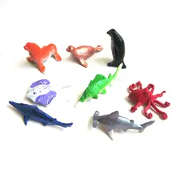 8 шт. Whale Shark Осьминог Пингвин Детский подарок Дельфин черепаха Краб модель игрушки морской жизни морских животных набор