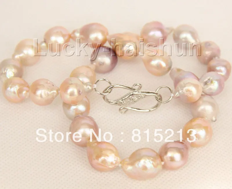 

ddh00668 18" 10-11mm Baroque pink purple Reborn keshi pearls necklace