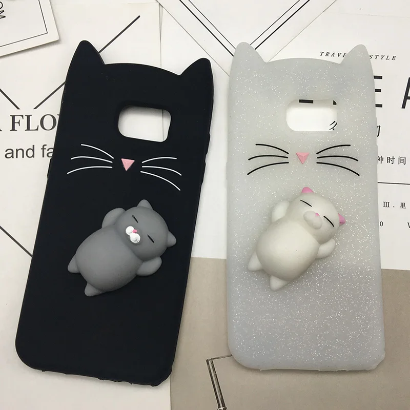 

3D Squishy Cats For Samsung S9 S8 plus Note 8 S5 S6 S7 edge Galaxy J3 J5 J7 A3 A5 A7 2017 C5 C7 C9 pro j2 pro A8 plus 2018 Cases