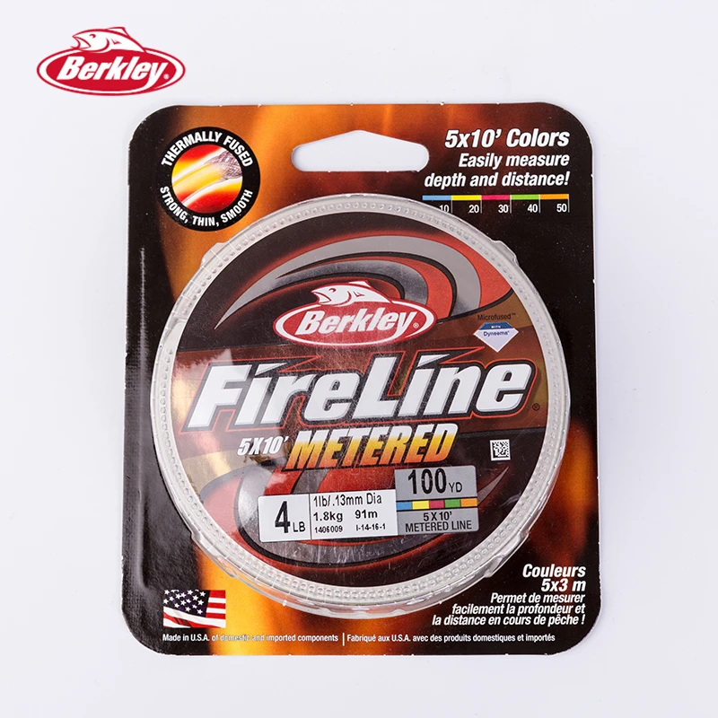 

Berkley FireLine 5-Color Metered 4lb-20lb Fishing Lines Measure Line Depth Distance Saltwater Carp Fishing Pesca Peche 100yd/91m