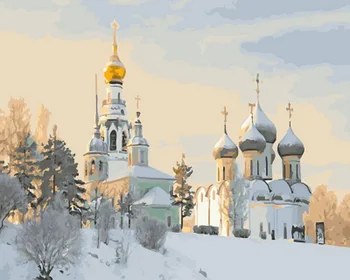 

Frameless diy paintings by numbers landscape paint by number for home decor oil picture painting 5065 winter morning