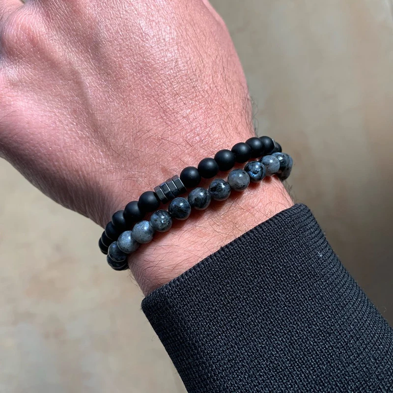 

2019 4 Color Natural Stone Beaded Men Bracelet Charm 6mm Stone Beads Bracelets & Bangles For Men Wristband Jewelry Homme Braclet