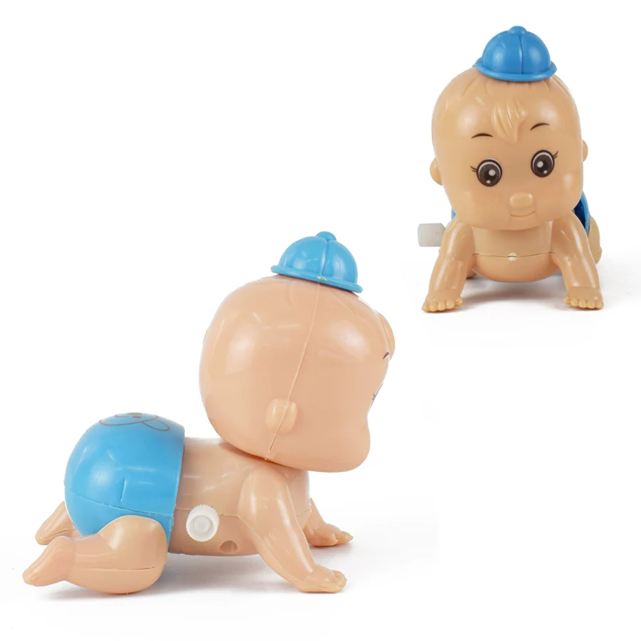 1pcs Newborn Baby Wind up Toy Funny Cartoon Clockwork Toys Crawling Baby Design Pull Back Toy for Kids Random Color Classic Toy