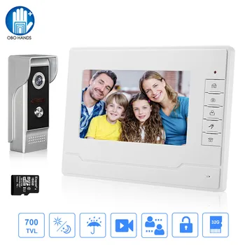 

Video Door Phone 7'' Video Intercom System Kit for Home +Waterproof Outdoor Camera+16G TF Card Video Recording Photos 2 Monitors
