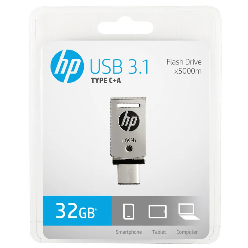 Флешка hp USB C флэш-накопитель 16 GB OTG Pendrive 32 GB 64 GB x 5000 m металла Memory Stick подарок USB3.1 ручка гравировкой DIY логотип Тип-C накопитель usb флешка