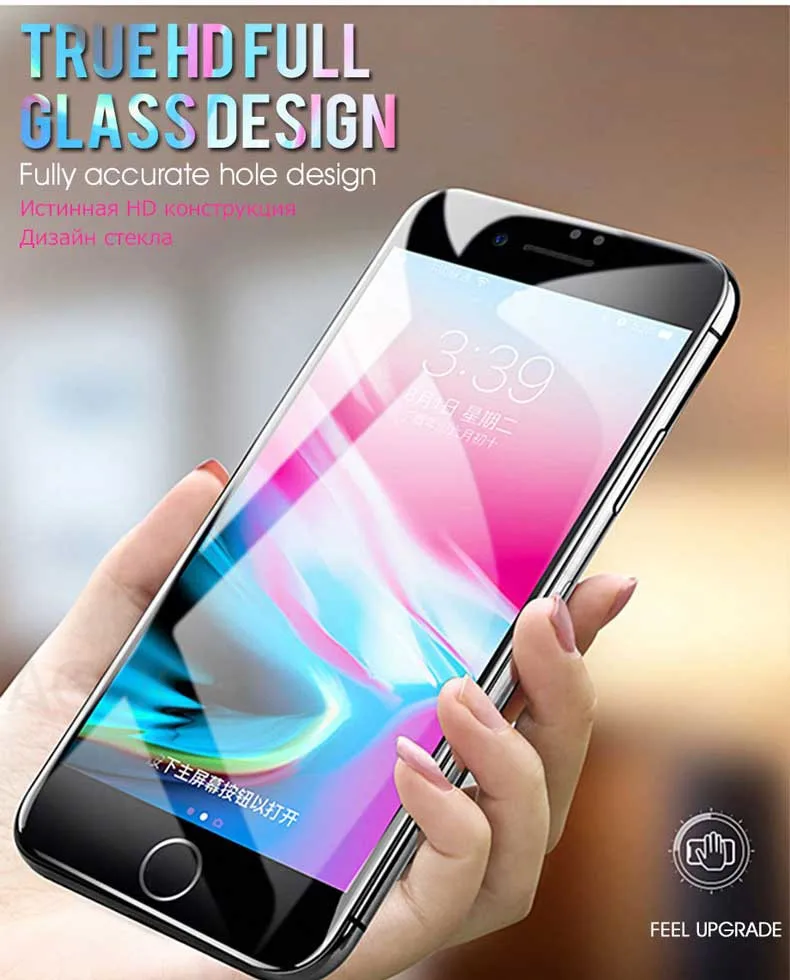 Защитное стекло для Apple iPhone 6 6S 7 8 Plus X XR XS Max 6 6S Plus закаленное защитное стекло 9D с закругленными краями