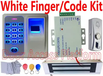 

White color Fingerprint+Code Standalone access controller,Door Control Electric Magnetic Door Lock Door power EM ID card kits