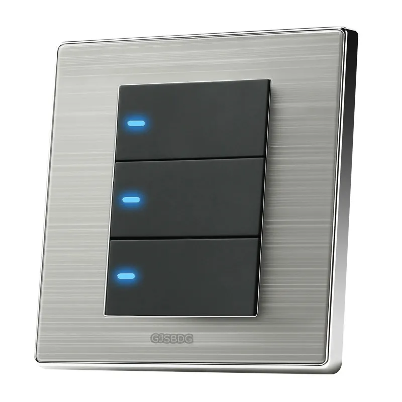 1pcs 3 Gang 2 Way Wall Switch Panel Light Switch GJSBDG Luxury Push