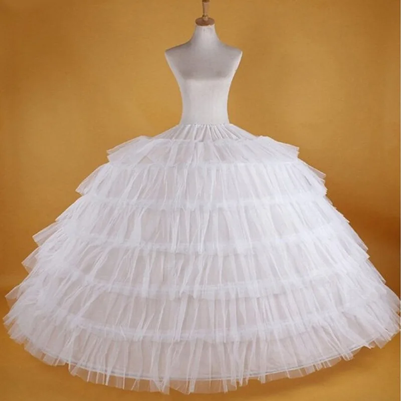 7 Hoops Long White Petticoats Super Puffy Ball Gown Slip Underskirt For Adult Wedding Formal