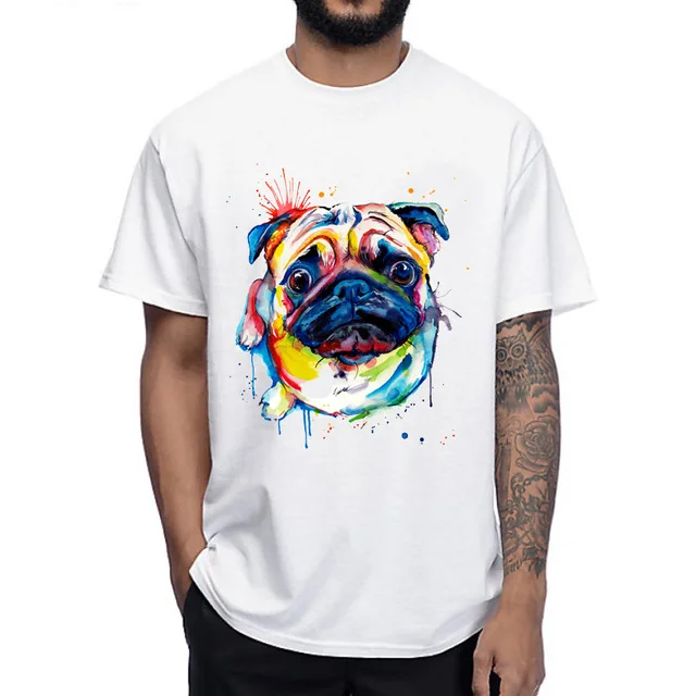 

The bad pug T-Shirt humor men T Shirt funny cute dog design Tops O-neck casual man Tee fashion colorful male short sleeve