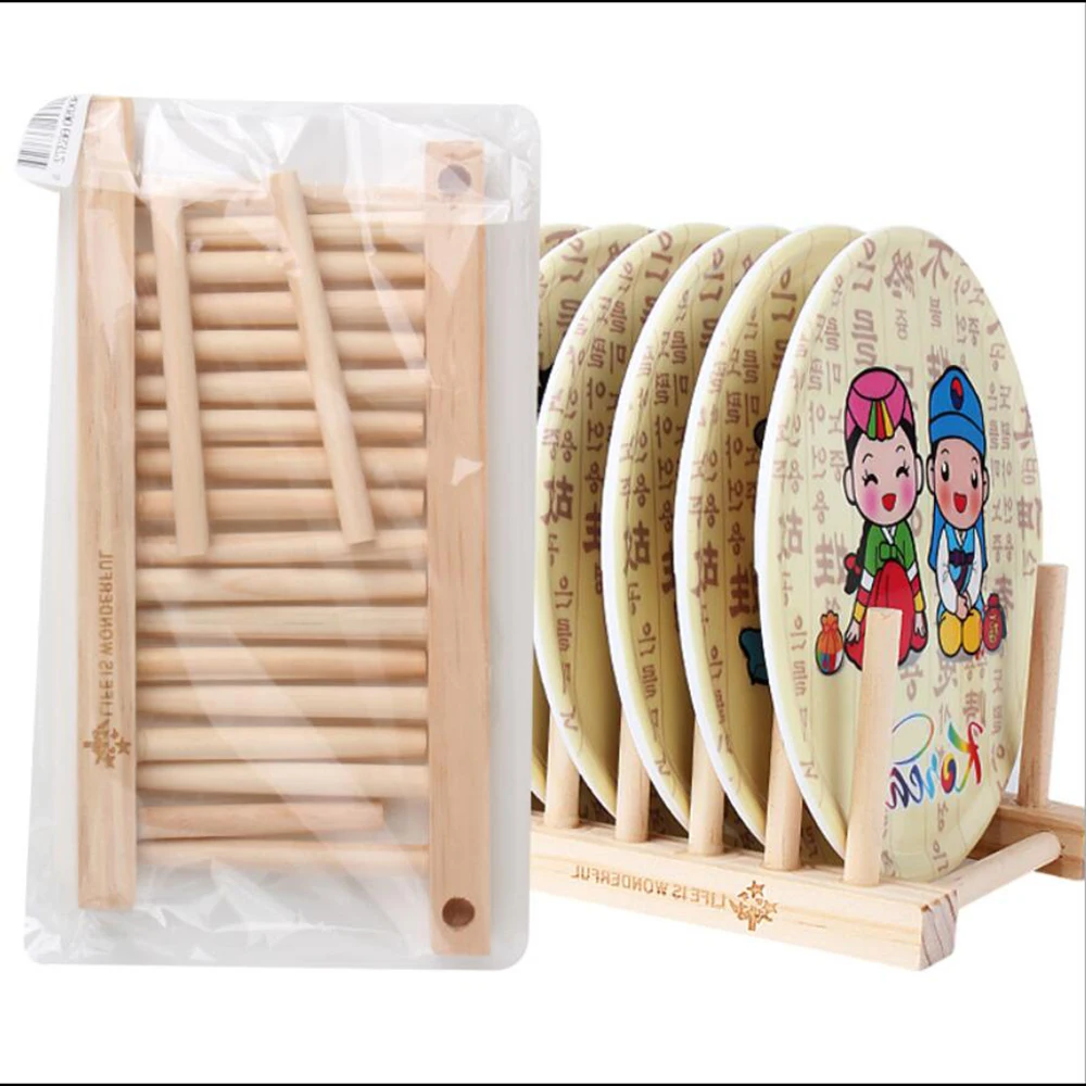 

1PC Solid Wood Shelf Kitchen Drain Tray Rack Natural Wooden Layers Dish Rack Easy To Assemble Easy To Disassemble 105gA