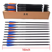 

12PCS Target Arrows Crossbow Bolt 16 /20 inch Crossbow Bolts Carbon Arrow for Archery Hunting Shooting with Blue Orange feathers