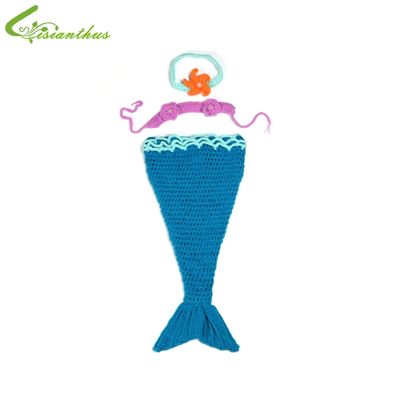 

Baby Photography Props Infant Cartoon Mermaid Manual Knitting Clothing Newborn Girls Photo Props Baby Shower Gift Free Drop Ship