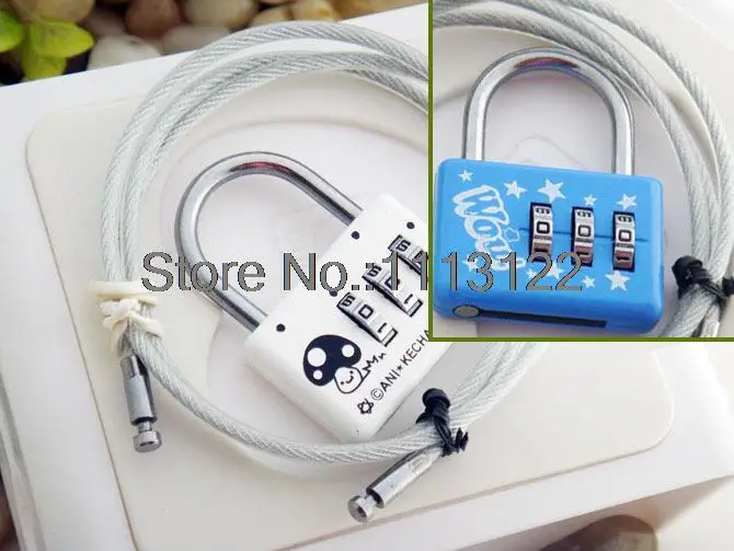 3 Digital Steel Wire Combination Lock Double Safety Code Lock Long Wire