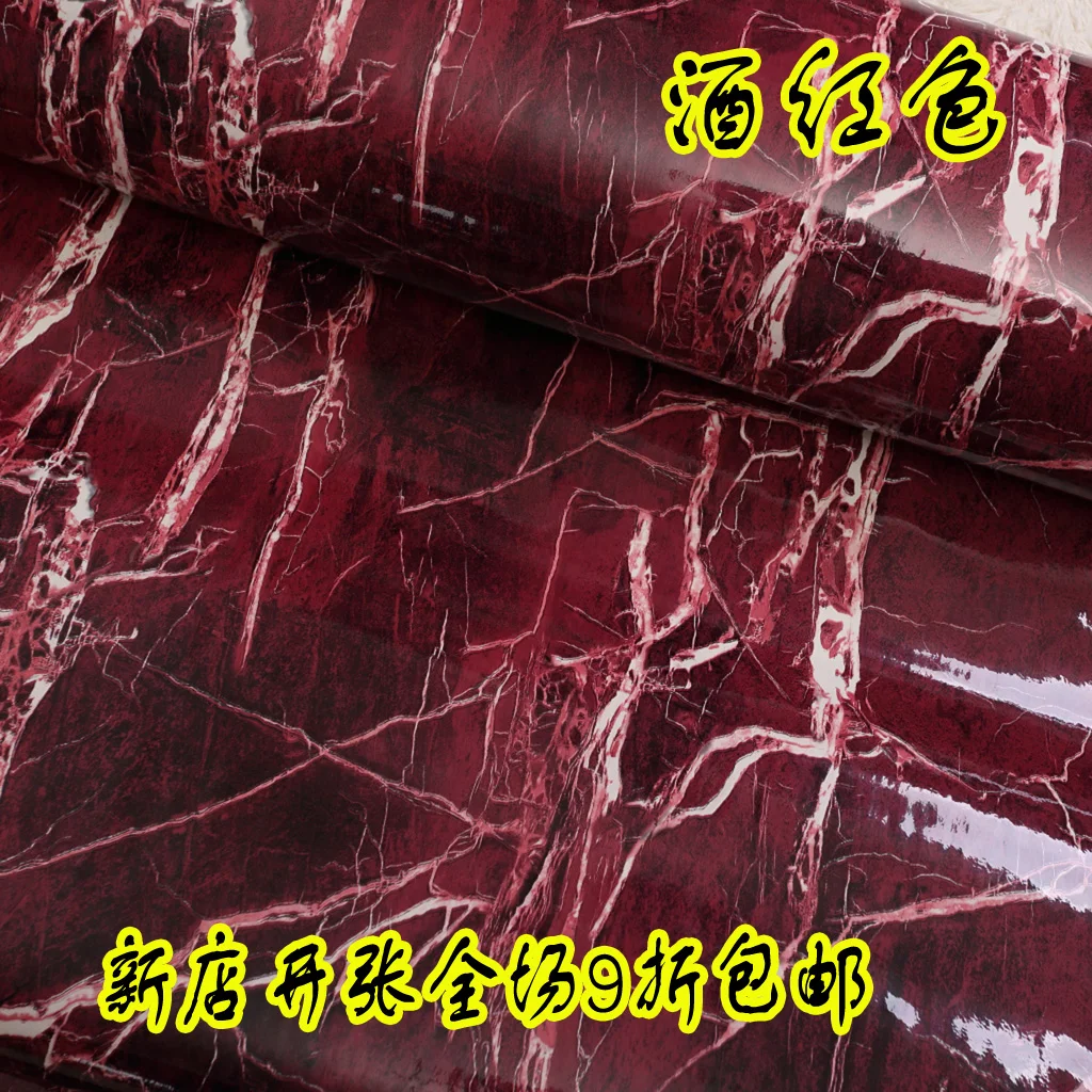 

stickers wall decor Wine red marble kitchen cabinet furniture tv background wallpaper wallstickers home decorative films