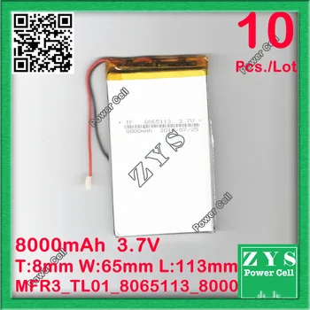 

10 pcs./Lot 3.7V 8000mah (polymer lithium ion battery) Li-ion battery for tablet pc 7 inch MP3 MP4 [3065113] Free Shipping,