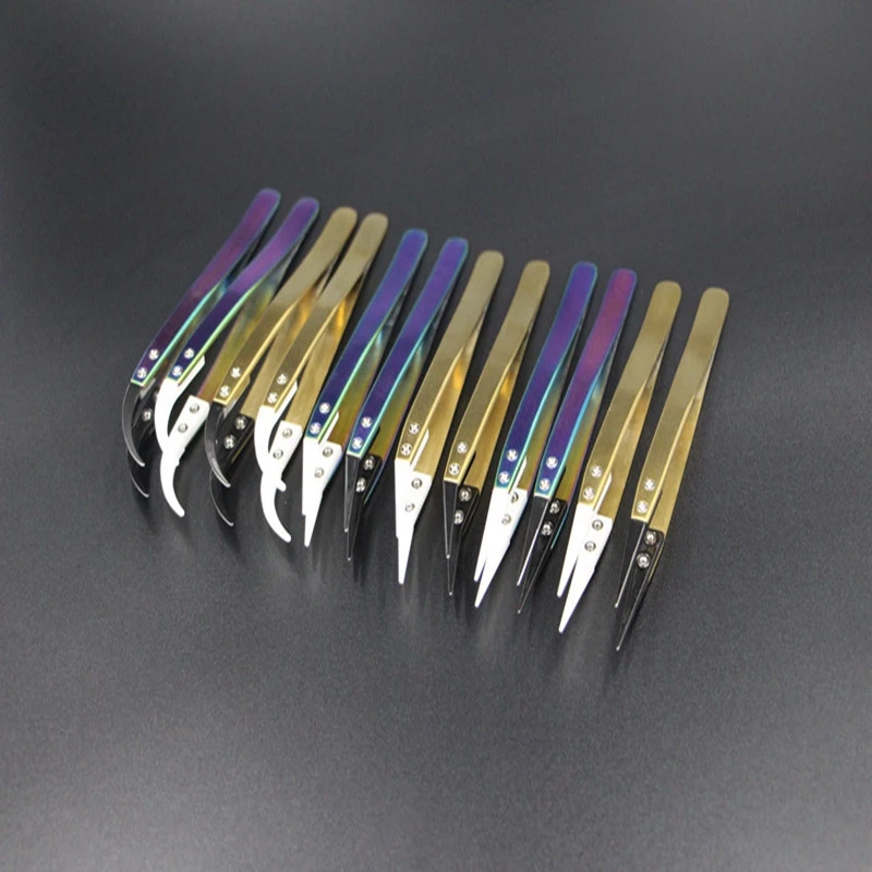 1PCS Core hardening corrosion resistant tweezers of stainless steel ceramic tweezers with head tip straight head