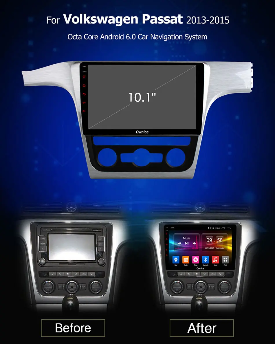 Sale Ownice C500+ 10.1" Android 8.1 For VW Passat  2G RAM Car DVD player GPS map WIFI 4G LTE Bluetooth Radio OBD DVR Camera TPMS TV 0