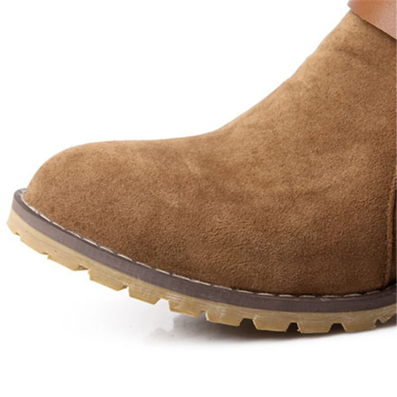 ENMAYER  new autumn buckle BIG SIZE women ankle boots Black Yellow Apricot color square heel flats suede shoes boots round