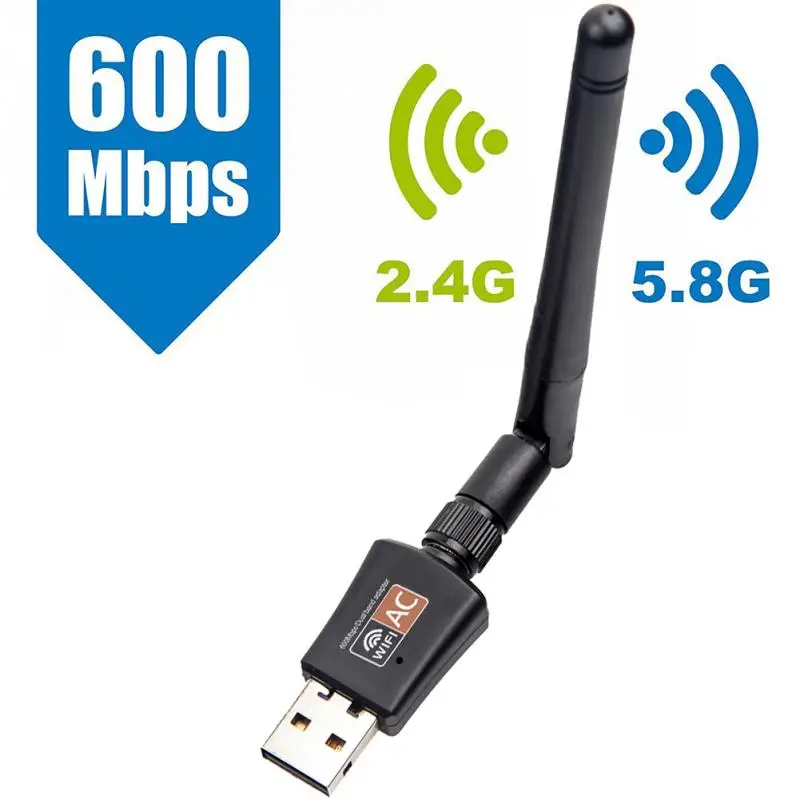 

USB wifi Adapter AC600m 2.4GHz 5GHz WiFi with Antenna Dual Band PC Mini Computer Network Card Receiver 802.11b/n/g/ac