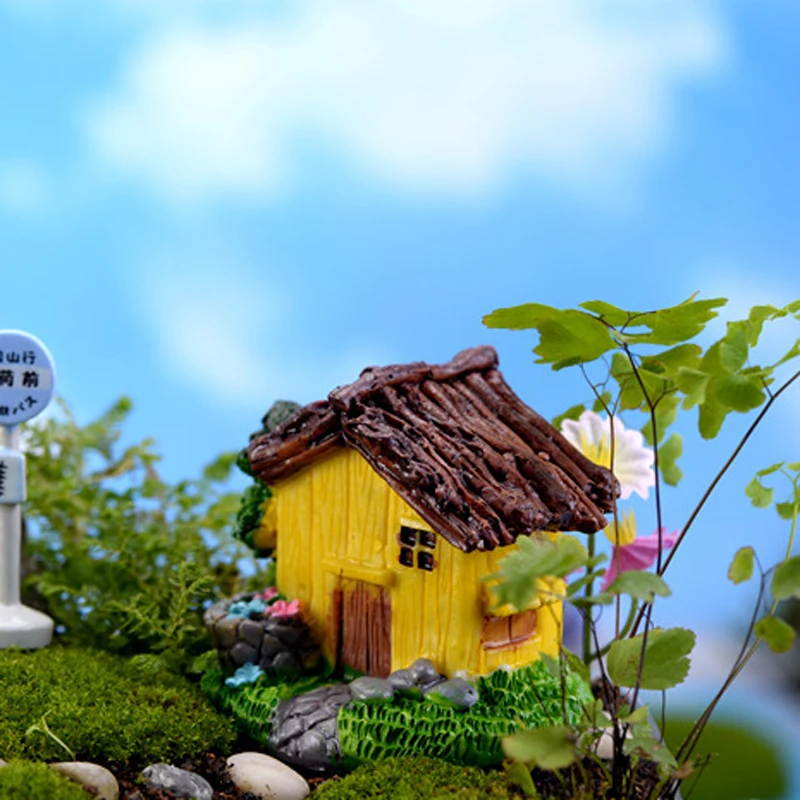 2 unids cabaña casa castillo de hadas del jardÃn de casa de muñecas miniaturas figuras de.jpg Jardin cabaña decoración