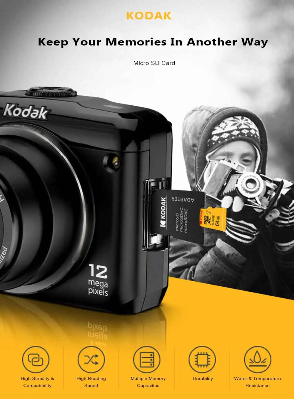 Kodak высоких Скорость 16 GB карта TF/Micro sd 32 Гб картао де memoria class10 U1 64 GB флэш-карты памяти mecard 128 GB Micro sd kart