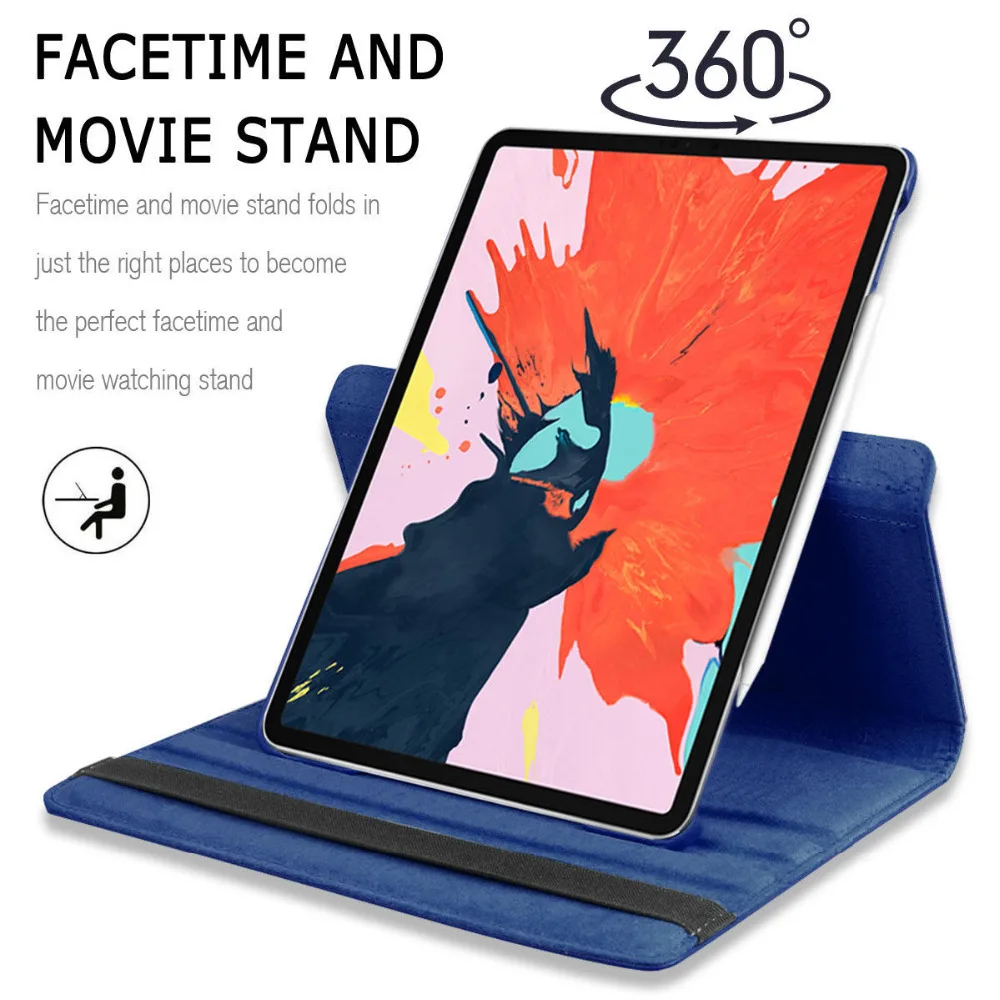 

for iPad Pro 12.9 case Support Pencil Charging 360 Degree Rotating Stand Smart Auto Sleep/Wake leather Cover for iPad Pro 12.9