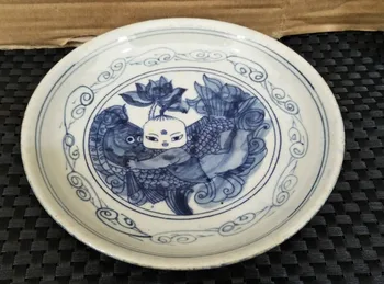 

Antique Old porcelain, blue and white porcelain, lotus flower boy plate, pendulum plate, hanging dish collection, antique shelf,