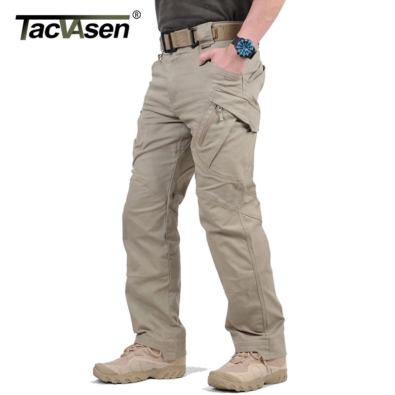 TACVASEN IX9 City Tactical Pants Mens Multi Pockets Cargo Pants Military Combat Cotton Pant SWAT Army Casual Trousers Hike Pants